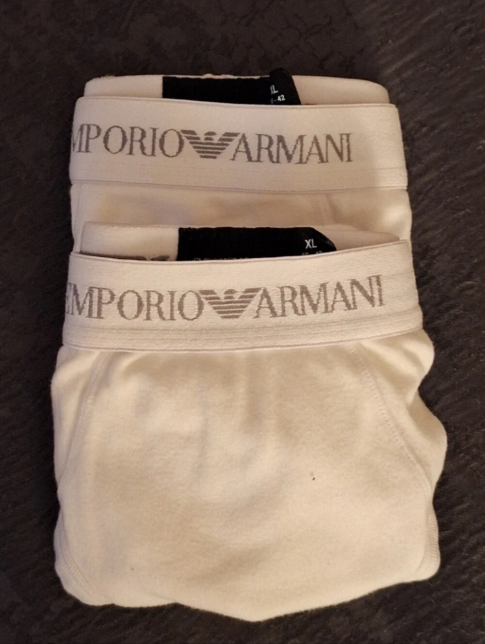 Emporio Armani White Men's Boxer Briefs with Silver Logo Waistband